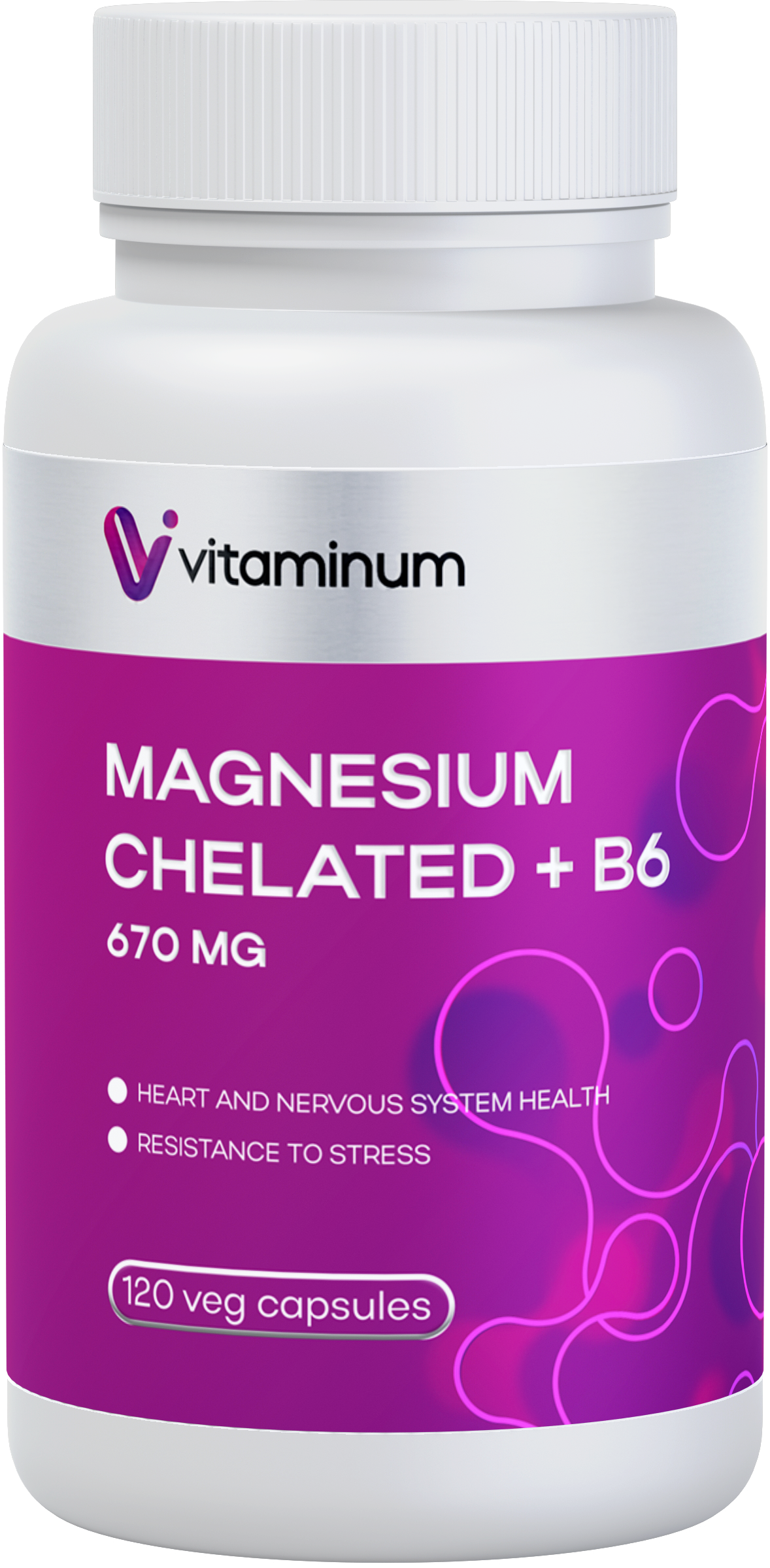  Vitaminum МАГНИЙ ХЕЛАТ + витамин В6 (670 MG) 120 капсул 800 мг  в Челябинске